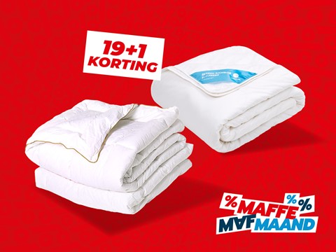 een witte deken en een deken op een rode achtergrond