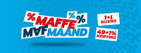 een blauwe achtergrond met rode en witte tekst