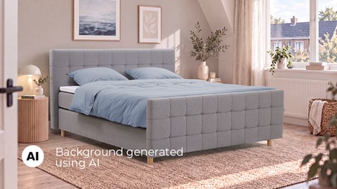Boxspring Grid vlak met gestoffeerd matras