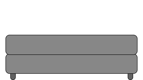 Een grijs rechthoekig object met zwarte lijnen