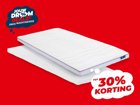 Een matras op een rode achtergrond