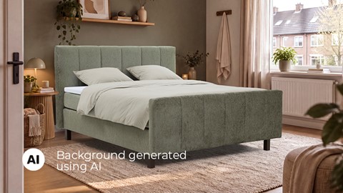 Boxspring Cloud vlak met gestoffeerd matras