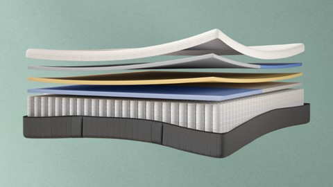 Een matras heeft lagen in verschillende kleuren